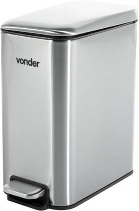 Imagem de Lixeira Retangular 5 Litros Inox Cinza Vonder