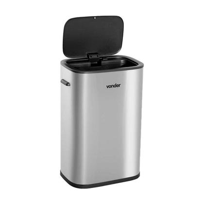 Imagem de Lixeira retangular 55l inox c/ sensor de abertura vonder