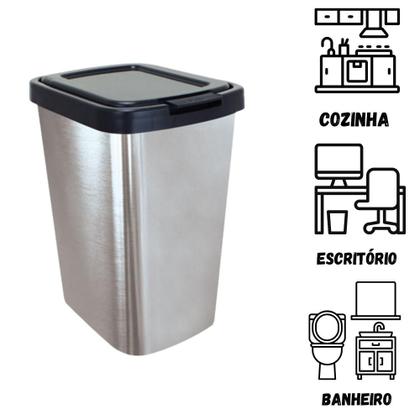 Imagem de Lixeira Retangular 9 Litros Cesto De Lixo Com Tampa Escritório Cozinha Banheiro