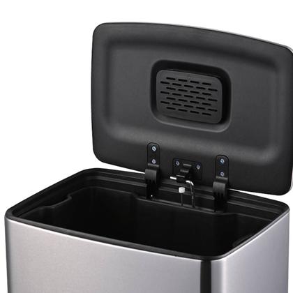 Imagem de Lixeira Retangular Com Pedal e Balde 40 L Aço Inoxidável Escovado Linha Plana Brinox