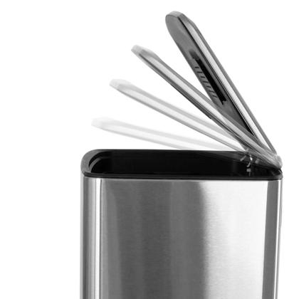 Imagem de Lixeira Retangular Com Pedal e Balde 40 L Aço Inoxidável Escovado Linha Plana Brinox