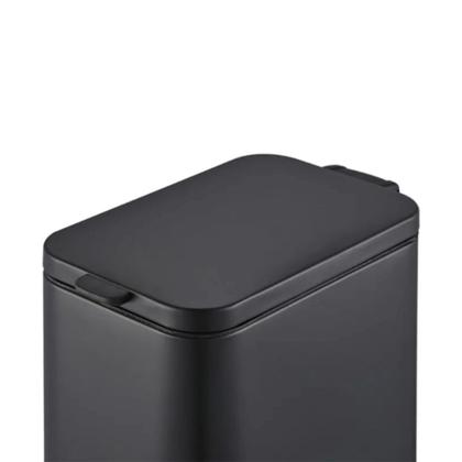 Imagem de Lixeira Retangular Com Pedal e Balde 5 L Aço Carbono Cor Preto Linha Frame Brinox
