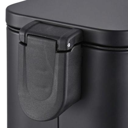 Imagem de Lixeira Retangular Com Pedal e Balde 5 L Aço Carbono Cor Preto Linha Frame Brinox