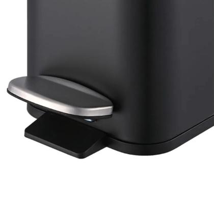 Imagem de Lixeira Retangular Com Pedal e Balde 5 L Aço Carbono Cor Preto Linha Frame Brinox