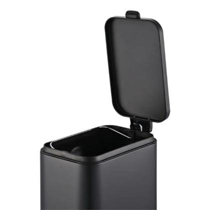 Imagem de Lixeira Retangular Com Pedal e Balde 5 L Aço Carbono Cor Preto Linha Frame Brinox