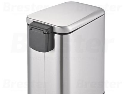 Imagem de Lixeira Retangular Com Pedal E Cesto Interno Slim Aço Inox 5 Litros Powermaid