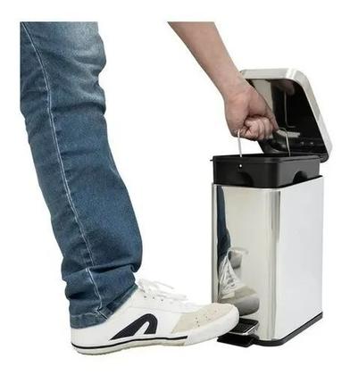 Imagem de Lixeira Retangular Com Pedal Slim Inox 5 Litros Inox