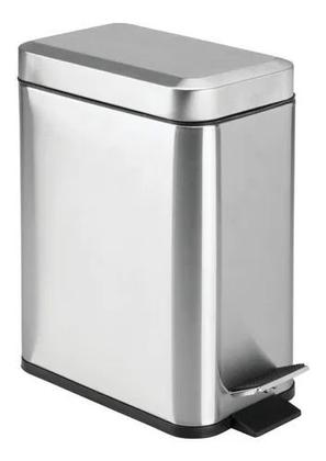 Imagem de Lixeira Retangular Com Pedal Slim Inox 5 Litros Inox