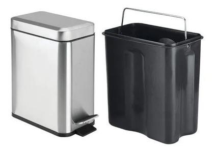 Imagem de Lixeira Retangular Com Pedal Slim Inox 5 Litros Inox