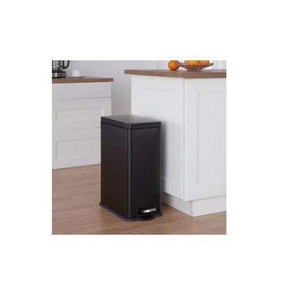 Imagem de Lixeira Retangular Com Pedal Slim Inox 5 Litros Preto Fosco