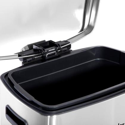 Imagem de Lixeira Retangular de 50 Litros Inox Vonder Cinza com Pedal Balde Interno