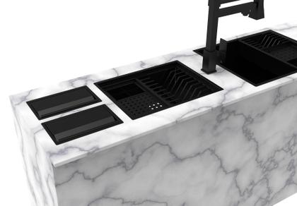 Imagem de Lixeira Retangular De Embutir Bancada Pintada Preto 5,1 L