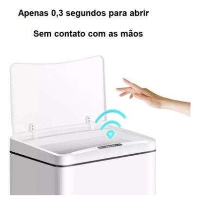 Imagem de Lixeira Retangular Inteligente 50L Aço Inox Automática Com Sensor de Proximidade