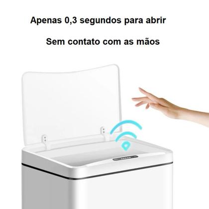 Imagem de Lixeira Retangular Inteligente 50L Aço Inox Automática Com Sensor de Proximidade