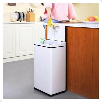 Imagem de Lixeira Retangular Inteligente 50L Aço Inox Automática Com Sensor de Proximidade