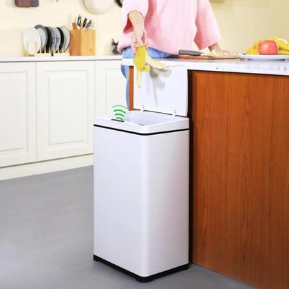Imagem de Lixeira Retangular Inteligente 50L Aço Inox Automática Com Sensor de Proximidade
