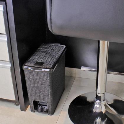 Imagem de Lixeira Retangular Juta Preta Com Pedal 12 Litros Nitron