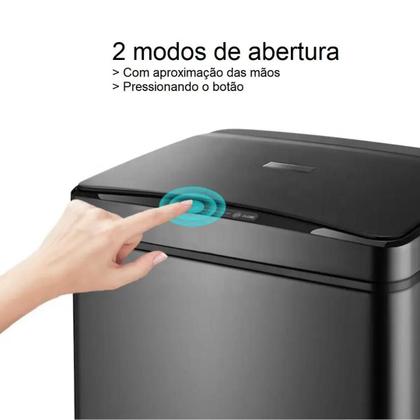Imagem de Lixeira Retangular Lixo 40 Litros Com Fechamento Sutil E Sensor Proximidade 