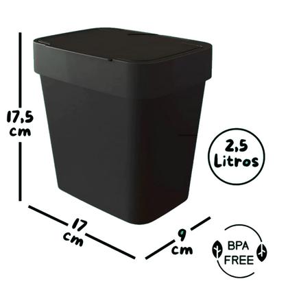 Imagem de Lixeira Retangular P/ Cozinha Multiuso 2,5 Litros Para pia