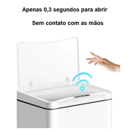 Imagem de Lixeira Retangular Preta 40L Sensor De Prox Global Mix