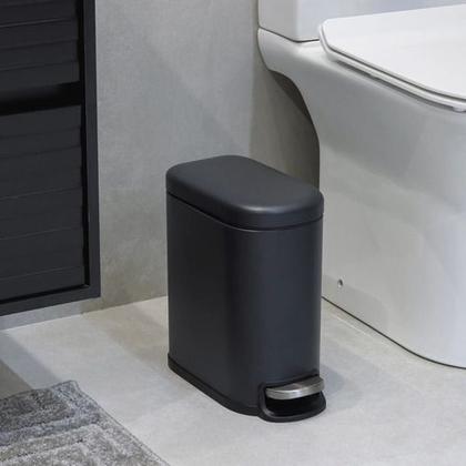 Imagem de Lixeira Retangular Slim Preta 6L Com Pedal E Fechamento Suave Da Tampa 29x14x30cm - GH115 29x14x30cm - GH116