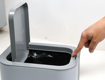 Imagem de Lixeira Retangular Tampa Click Lavabo Cozinha Multiuso Compartimento Para Saco Plástico 12 Litros 