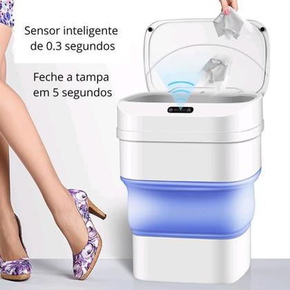 Imagem de  Lixeira Retrátil Smart Automática Dobrável Com Sensor
