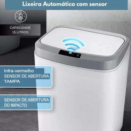 Imagem de Lixeira Sensor 15 Litros Inovação para seu Banheiro
