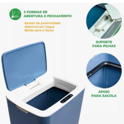 Imagem de Lixeira sensor automática banheiro cozinha lixo inteligente cor Branco Kokay 056-0035