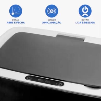 Imagem de Lixeira sensor automática banheiro cozinha lixo inteligente cor Preto Kokay 
