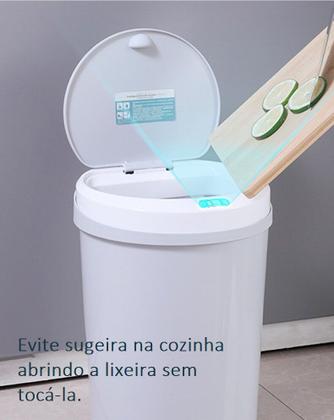 Imagem de Lixeira Sensor Automatica Quadrada Luxo 12 Litros Branca