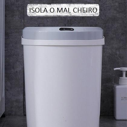 Imagem de Lixeira Sensor Automatica Quadrada Luxo 12 Litros Branca