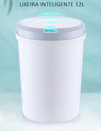 Imagem de Lixeira Sensor Automatica Quadrada Luxo 12 Litros Branca