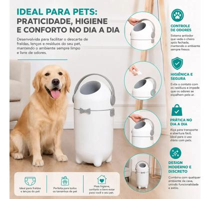 Imagem de Lixeira Sistema Antiodor Fralda Bebe Lixo Magico Branca Kazalinda