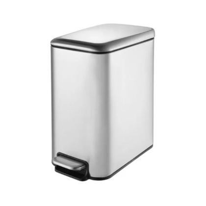 Imagem de Lixeira Slim em Aço Inox Retangular 5 Litros Fechamento Suave da Tampa com Pedal Inox