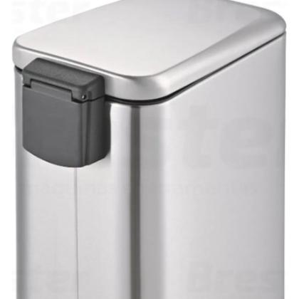 Imagem de Lixeira Slim em Aço Inox Retangular 5 Litros Fechamento Suave da Tampa com Pedal Inox