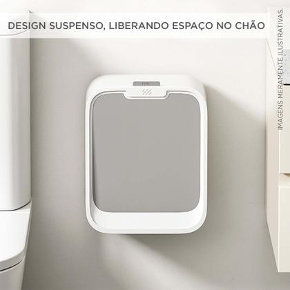 Imagem de Lixeira Suspensa Tampa Retratil Cozinha Banheiro 7 Litros