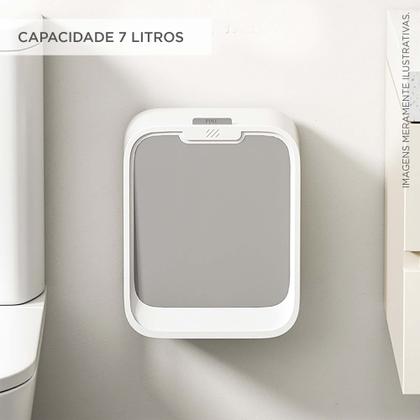 Imagem de Lixeira Suspensa Tampa Retratil Cozinha Banheiro 7 Litros
