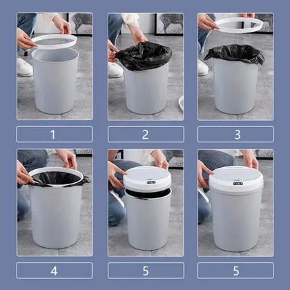 Imagem de Lixeira Tampa Automática C/ Sensor Banheiro Cozinha Tampa Eletronica Abre Sozinha - 5 Litros