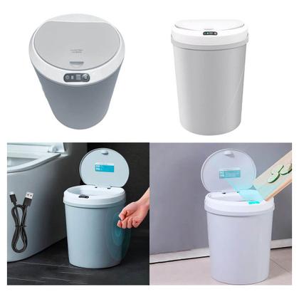 Imagem de Lixeira Tampa Automática C/ Sensor Banheiro Cozinha Tampa Eletronica Abre Sozinha - 5 Litros