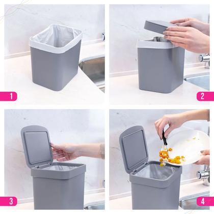 Imagem de Lixeira Trium para Pia de Cozinha com 2,5 Litros com Tampa, Compacta em Plastico