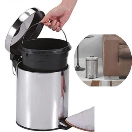Imagem de Lixeiras Cesto Com Alça De Lixo Com Pedal 3,5 e 12 Litros Inox Banheiro Cozinha Escritorio Reforçado Ambiente