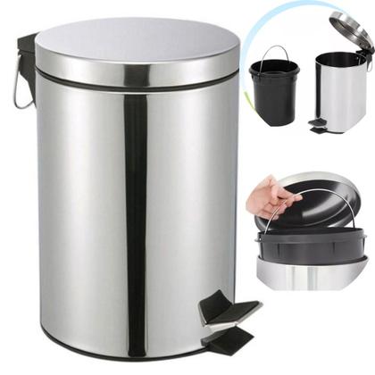 Imagem de Lixeiras Cesto Com Alça De Lixo Com Pedal 3,5 e 12 Litros Inox Banheiro Cozinha Escritorio Reforçado Ambiente