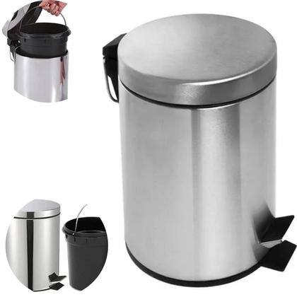 Imagem de Lixeiras Cesto Com Alça De Lixo Com Pedal 3,5 e 12 Litros Inox Banheiro Cozinha Escritorio Reforçado Ambiente