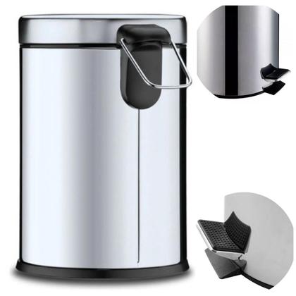Imagem de Lixeiras Cesto Com Alça De Lixo Com Pedal 3,5 e 12 Litros Inox Banheiro Cozinha Escritorio Reforçado Completa