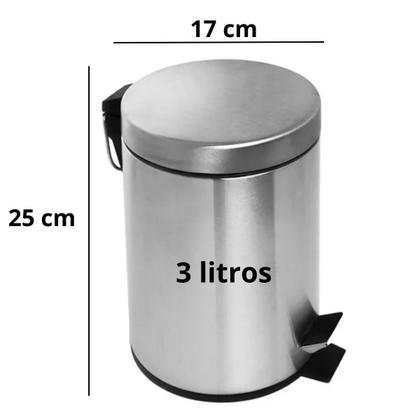 Imagem de Lixeiras Cesto Com Alça De Lixo Com Pedal 3,5 e 12 Litros Inox Banheiro Cozinha Escritorio Reforçado  Luxo