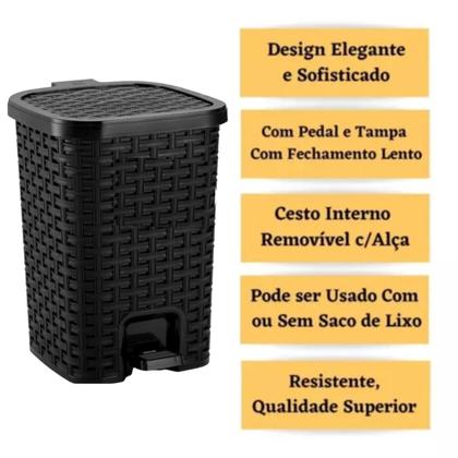 Imagem de Lixeiras Smart Grande 15L C/ Pedal E Cesto Interno Removível