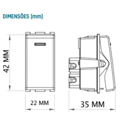 Imagem de Liz Modulo Interruptor 1P Termoplástico 10A Branco 57115002 Tramontina