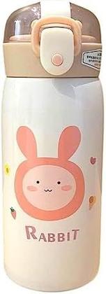 Imagem de  LOBOY Garrafa Garrafinha Térmica Infantil Inox Canudo Trava e Alça Para Criança (Coelho)(LOBOY-GT0122)