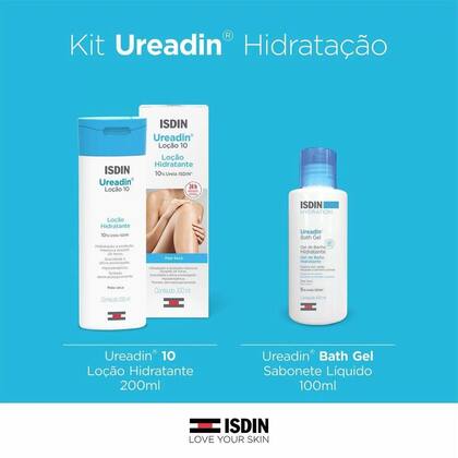 Imagem de Loção Corporal 200ml + Gel de Banho Isdin 100ml - Kit Ureadin Hidratação